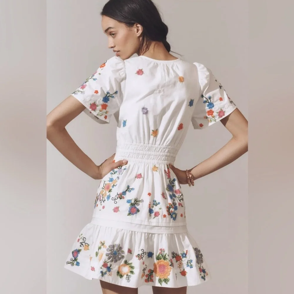 Anthropologie The Somerset Embroidered Mini Dress Size XS (worn once) - Picture 2 of 4